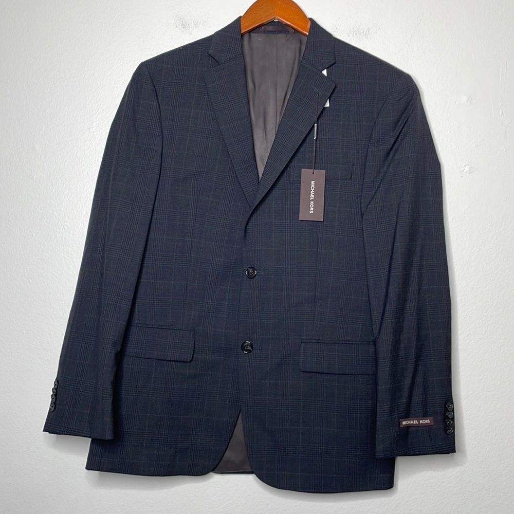 MICHAEL KORS Mens Classic-Fit Wool-Blend Stretch Suit Separate Jacket Size 38R